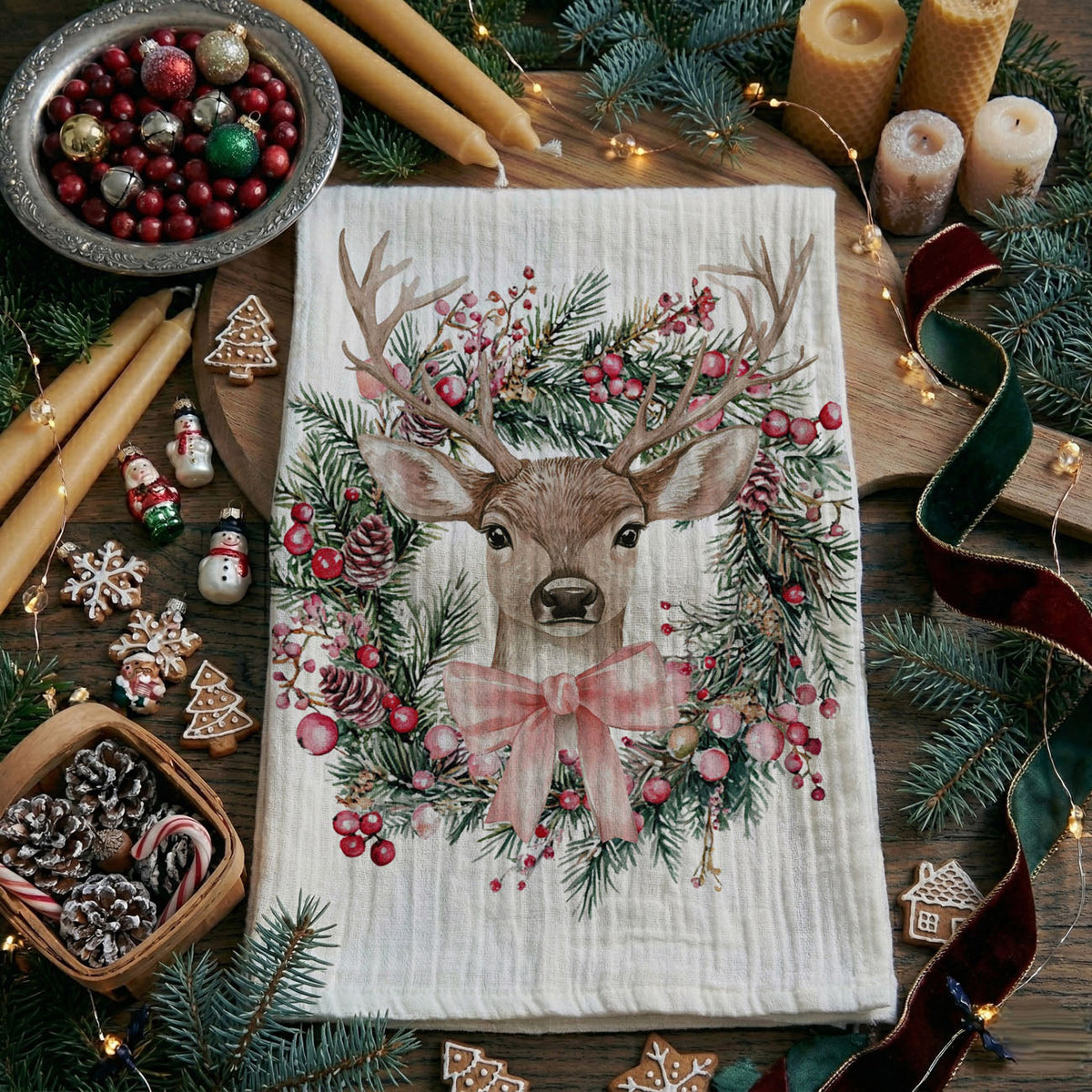 Flour Sack Christmas Kitchen Towel – Classic Holiday Designs