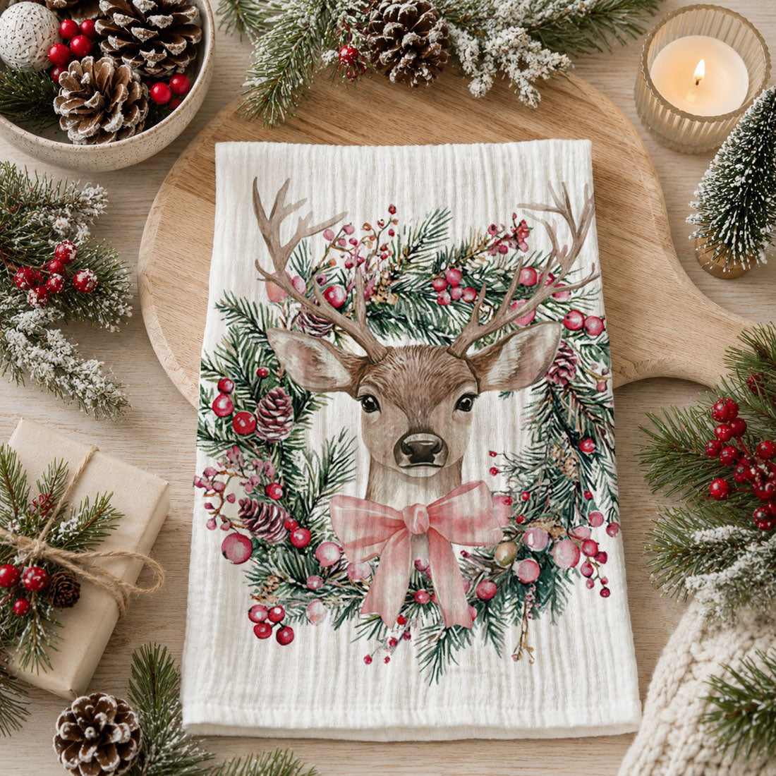 Flour Sack Christmas Kitchen Towel – Classic Holiday Designs