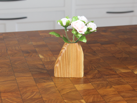 Hand-Carved Wood Bud Vases — Set of 4