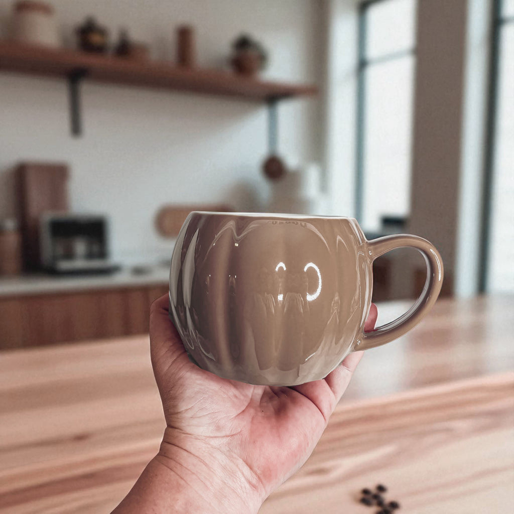 Pumpkin-Shaped Ceramic Mug — 16.8 oz
