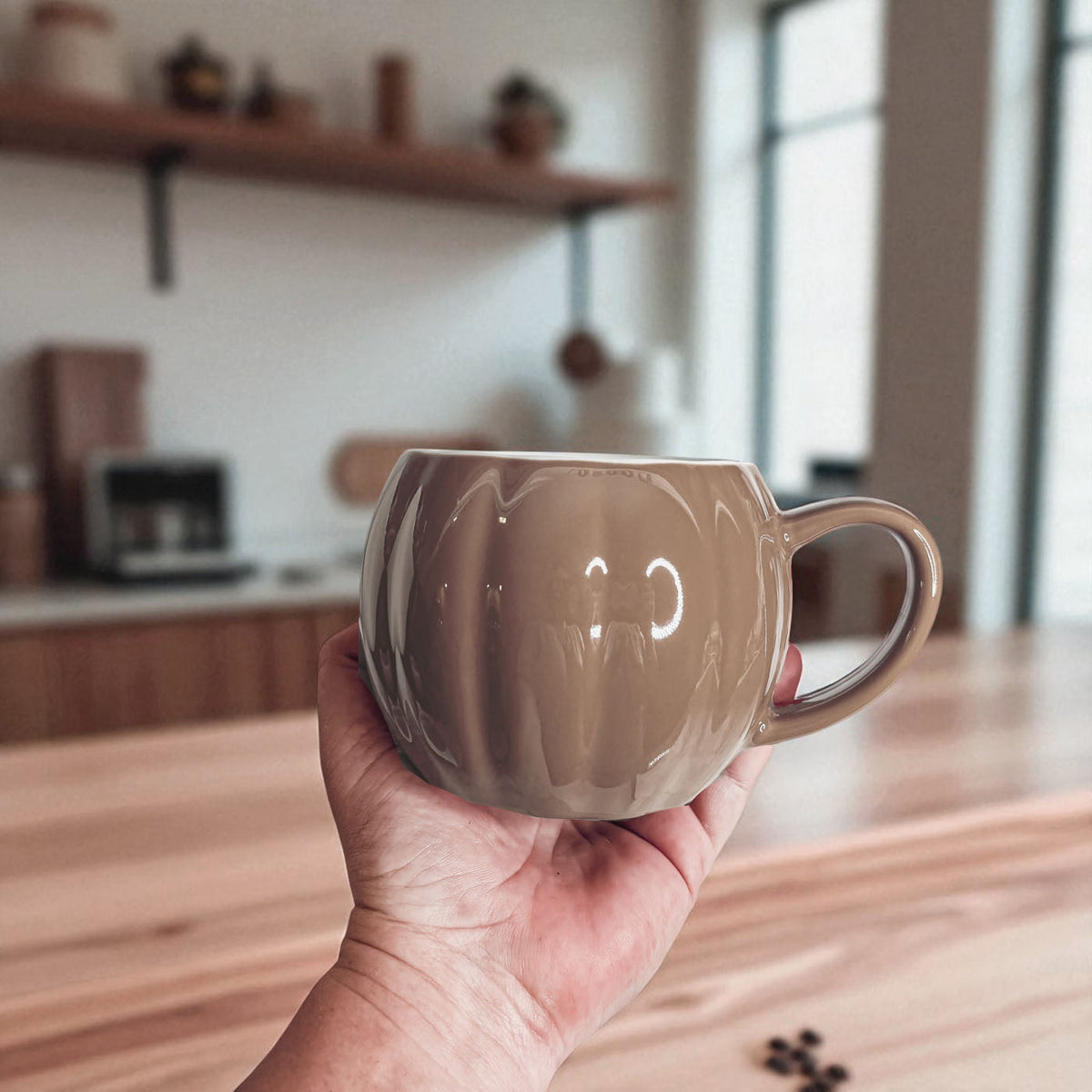 Pumpkin-Shaped Ceramic Mug — 16.8 oz
