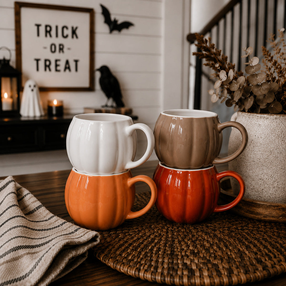 Pumpkin-Shaped Ceramic Mug — 16.8 oz
