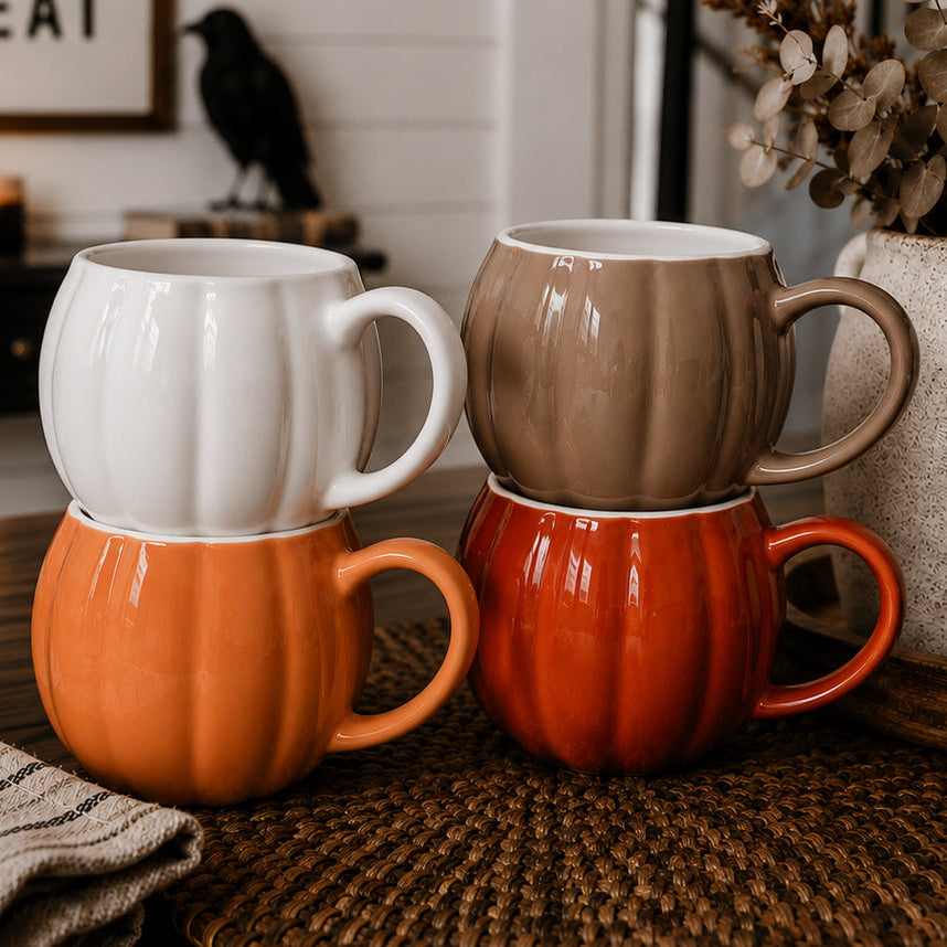 Pumpkin-Shaped Ceramic Mug — 16.8 oz
