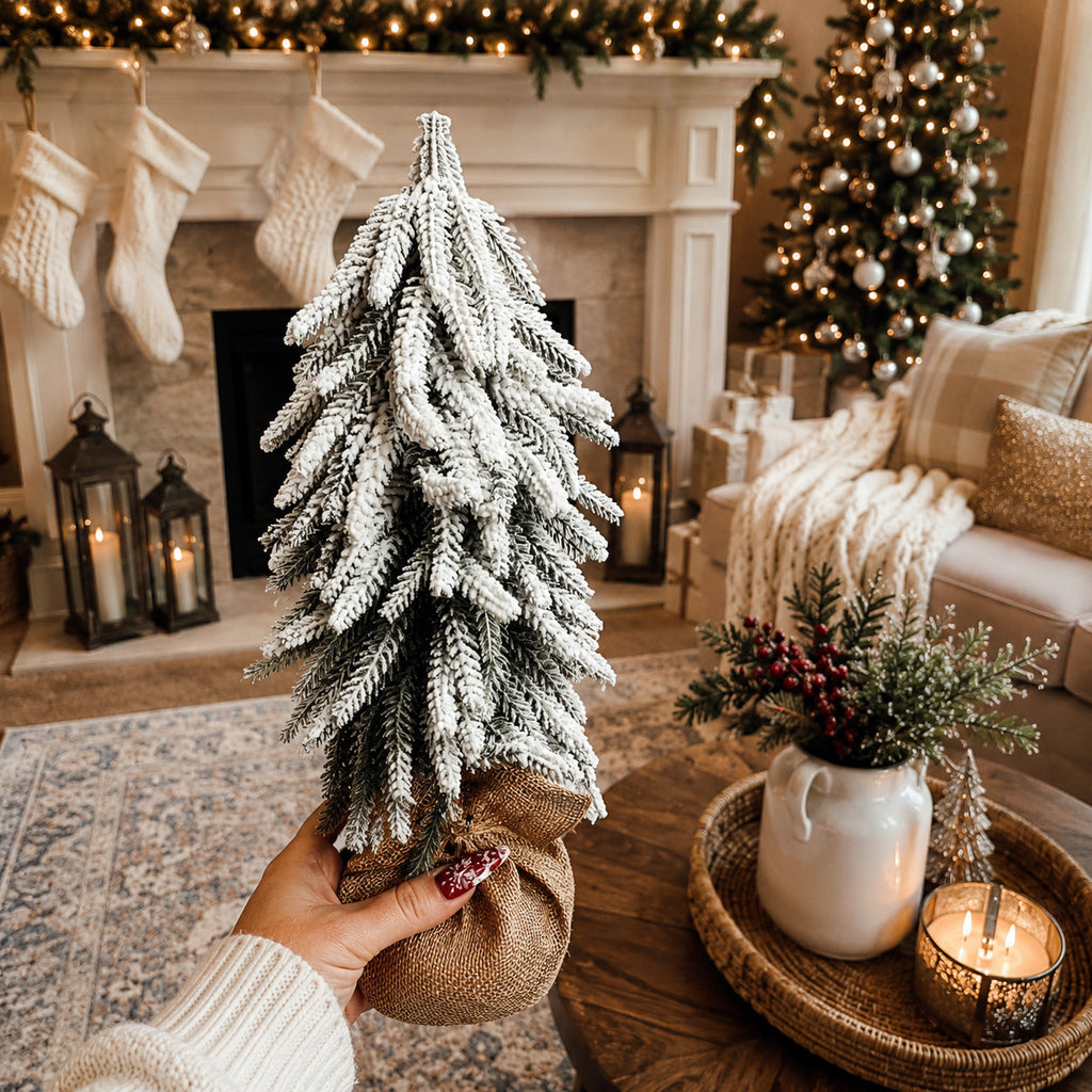 Snow-Covered Tabletop Christmas Trees