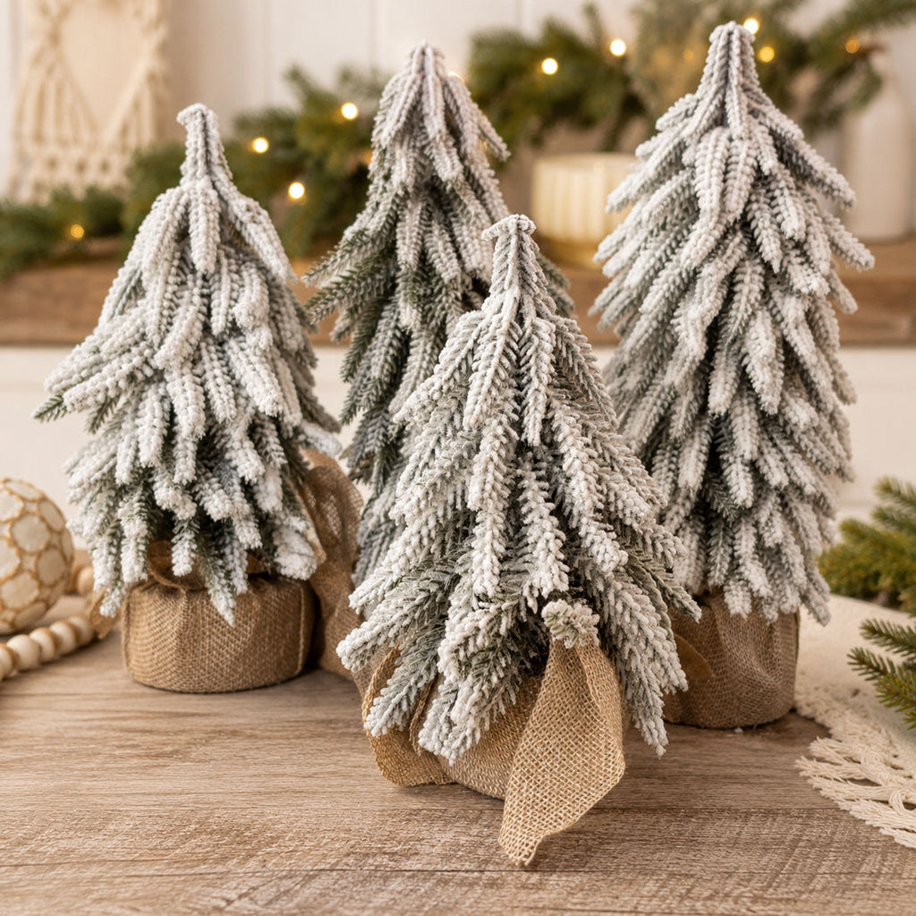 Snow-Covered Tabletop Christmas Trees