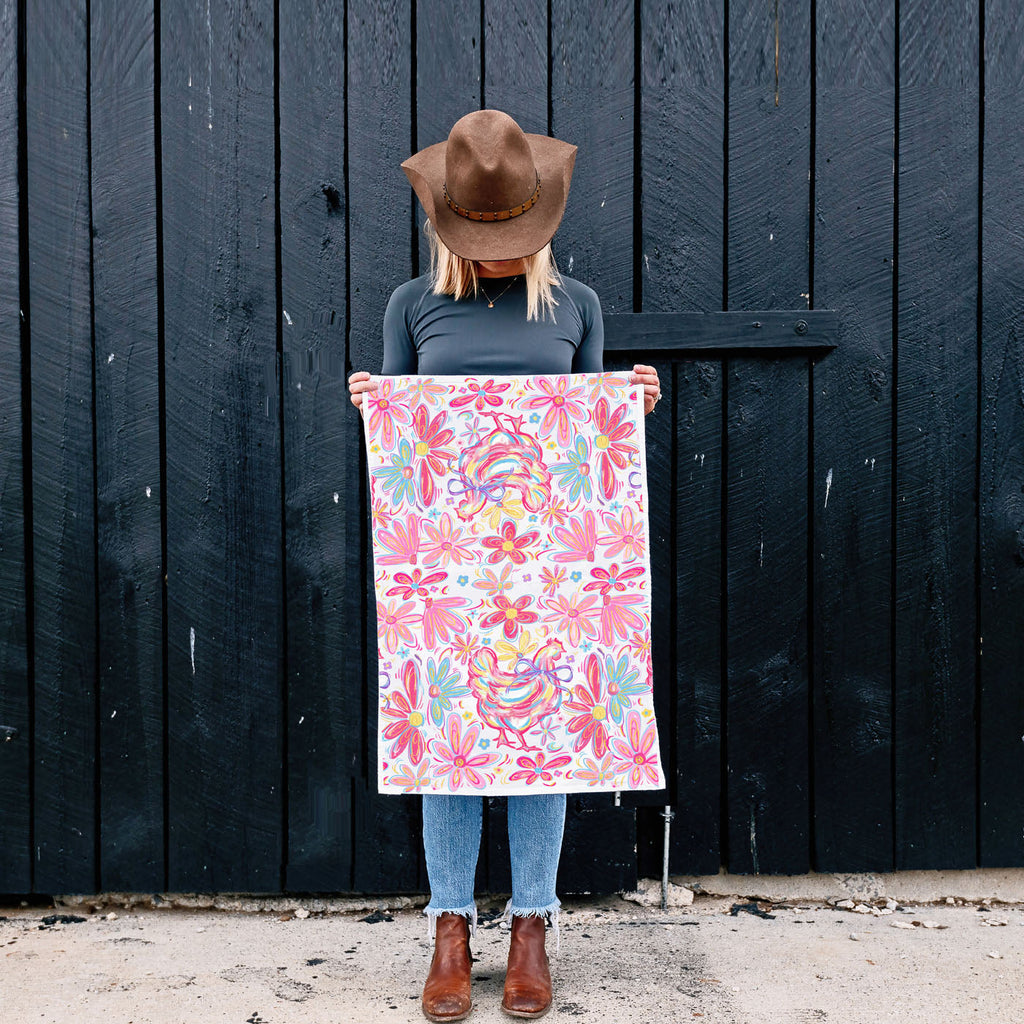 Floral Boho Chicken Kitchen Towel