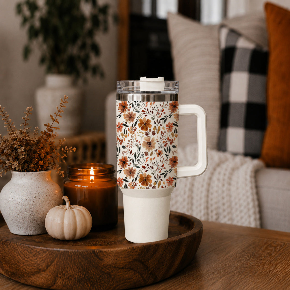 Floral Fall Insulated Tumbler — 40 oz