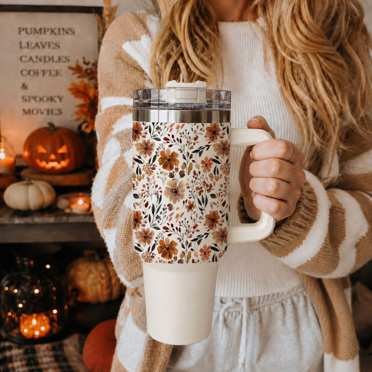 Floral Fall Insulated Tumbler — 40 oz