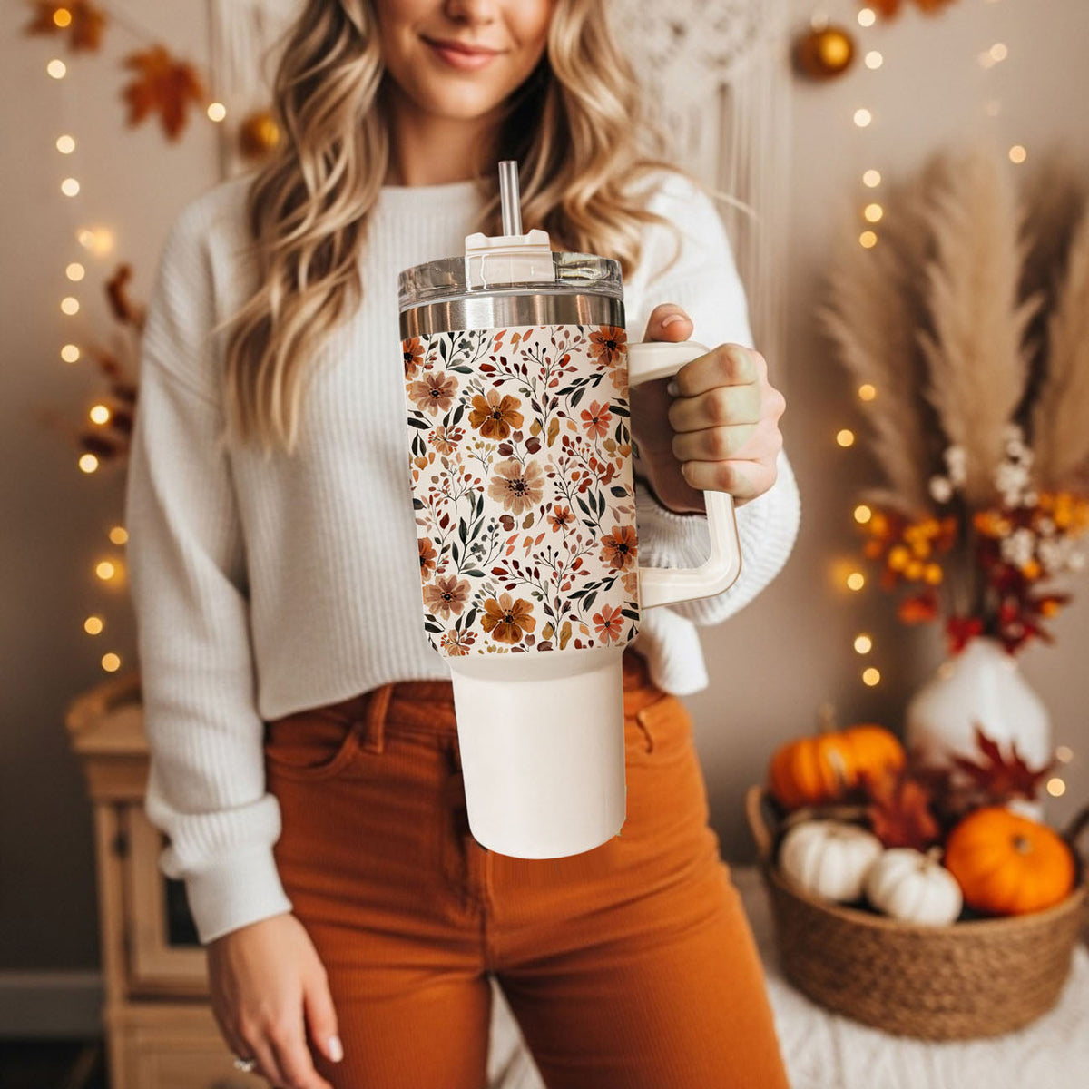 Floral Fall Insulated Tumbler — 40 oz