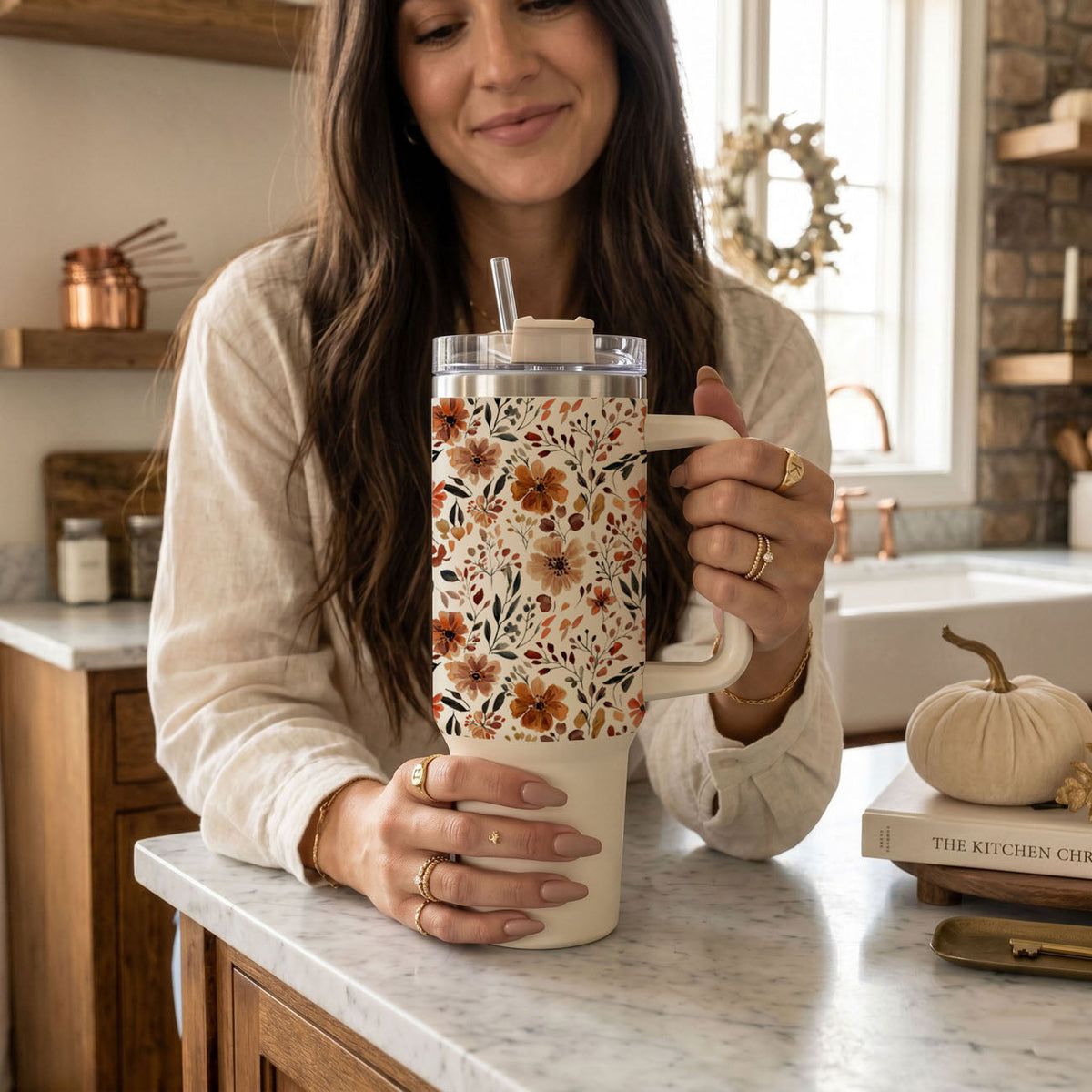 Floral Fall Insulated Tumbler — 40 oz