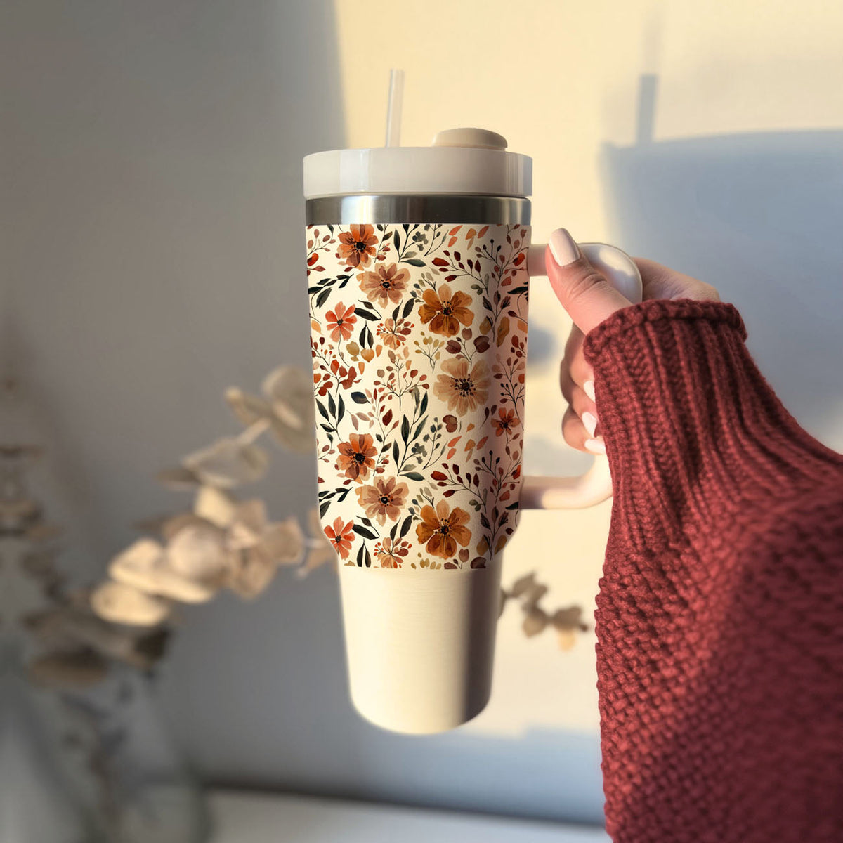 Floral Fall Insulated Tumbler — 40 oz