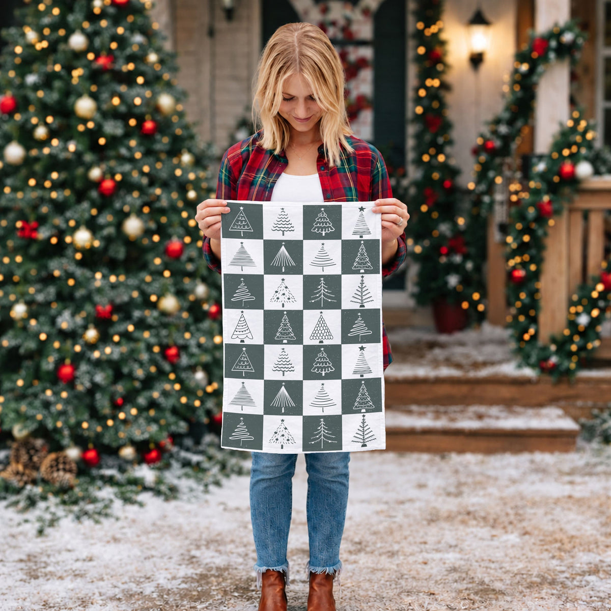 Christmas Flour Sack Kitchen Towel — Choice of Holiday Design