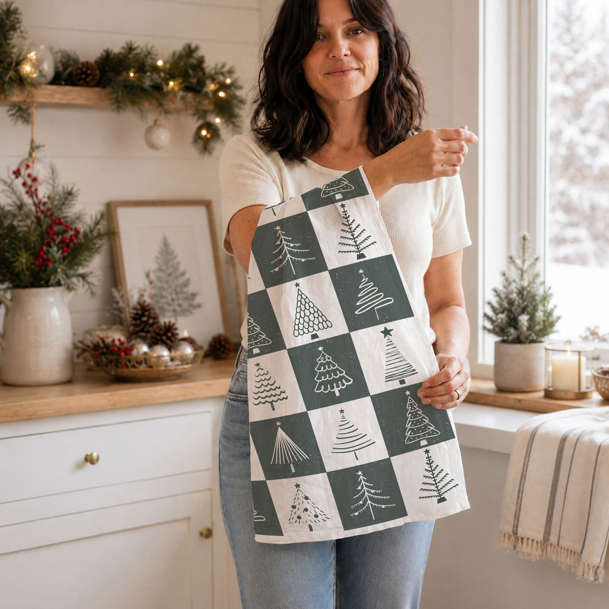 Christmas Flour Sack Kitchen Towel — Choice of Holiday Design