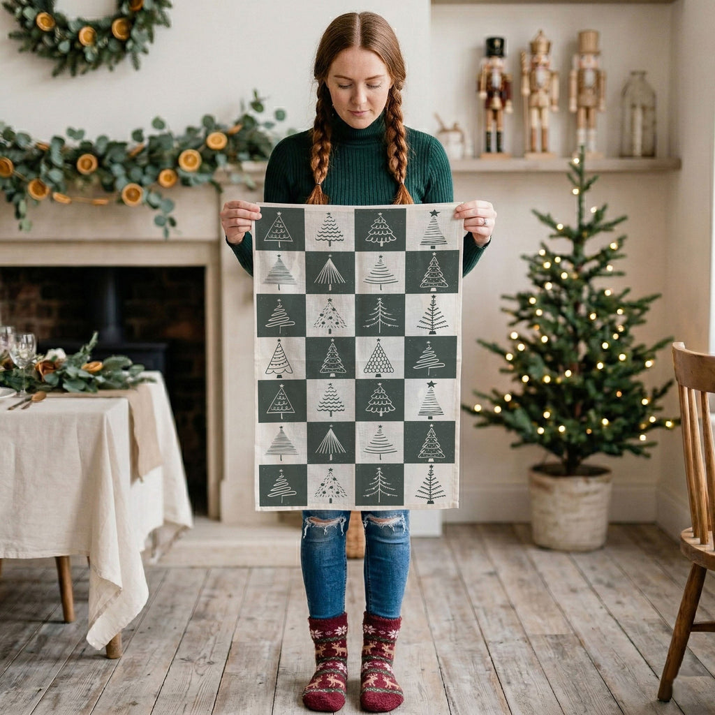 Christmas Flour Sack Kitchen Towel — Choice of Holiday Design