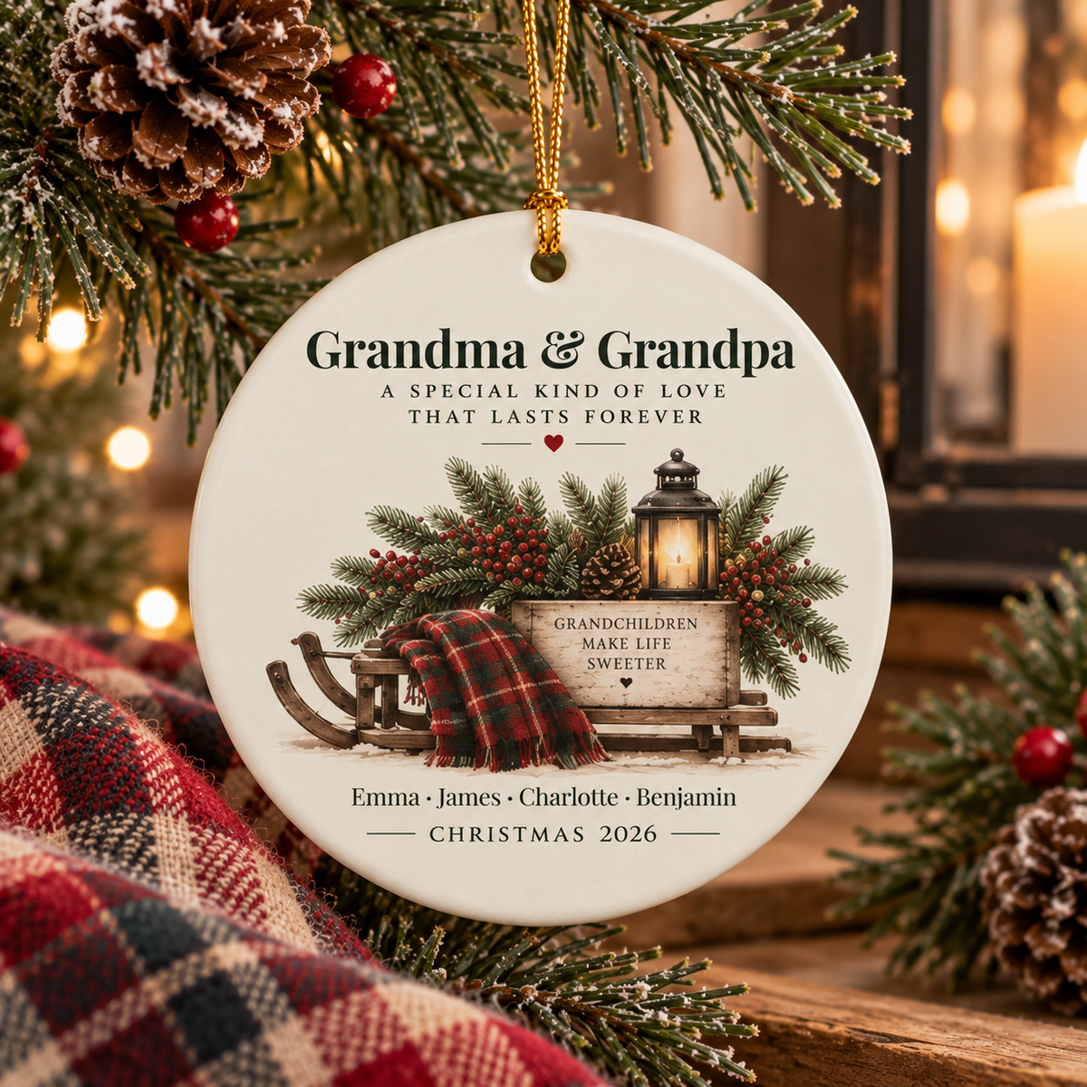 Personalized Grandparents Christmas Ornament — Grandchildren Names