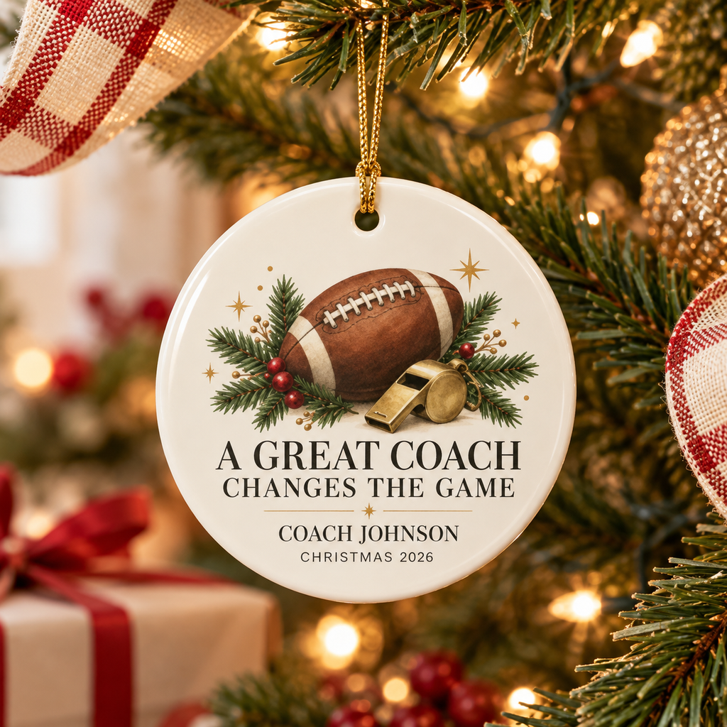 Personalized Great Coach Christmas Ornament — Five Sports