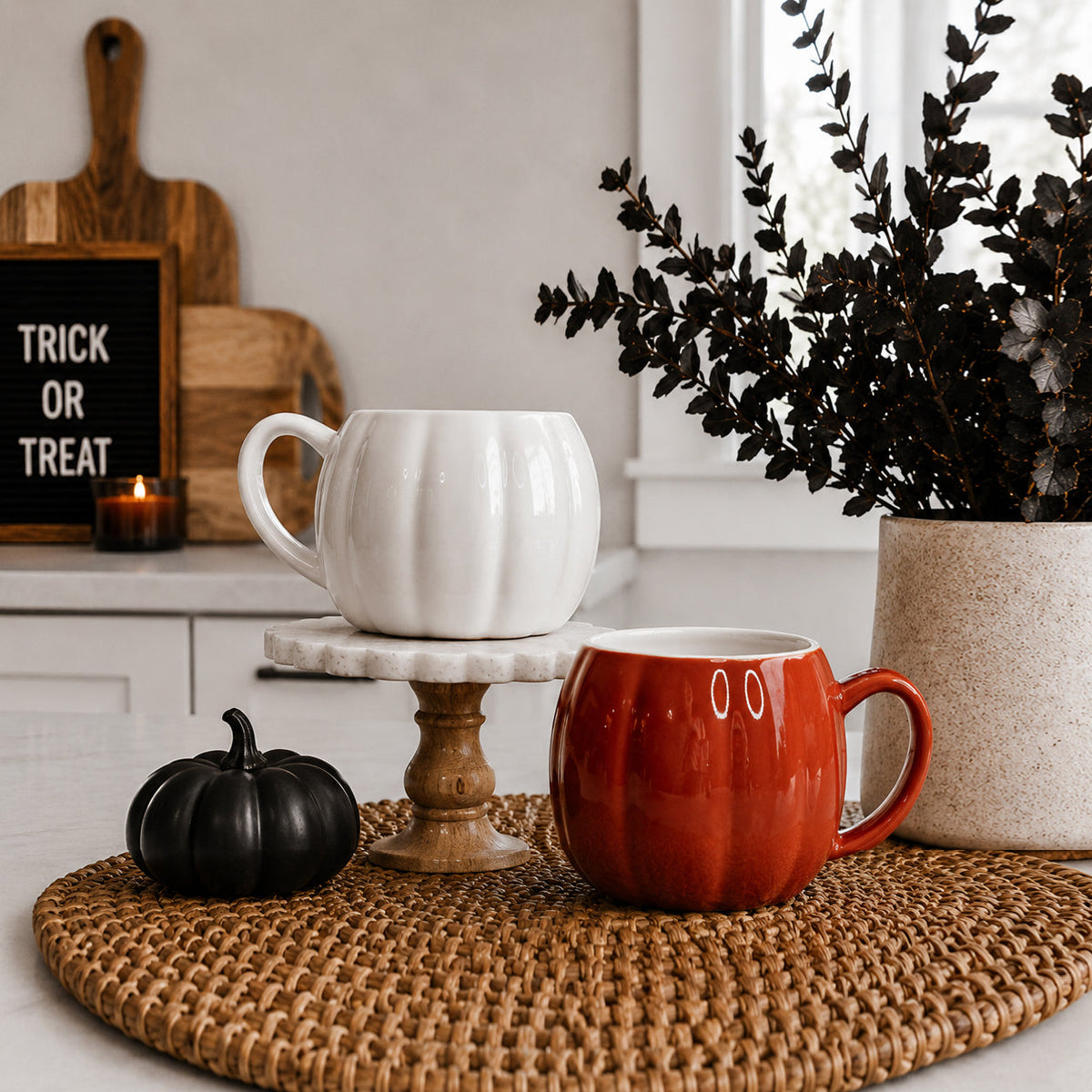 Pumpkin-Shaped Ceramic Mug — 16.8 oz