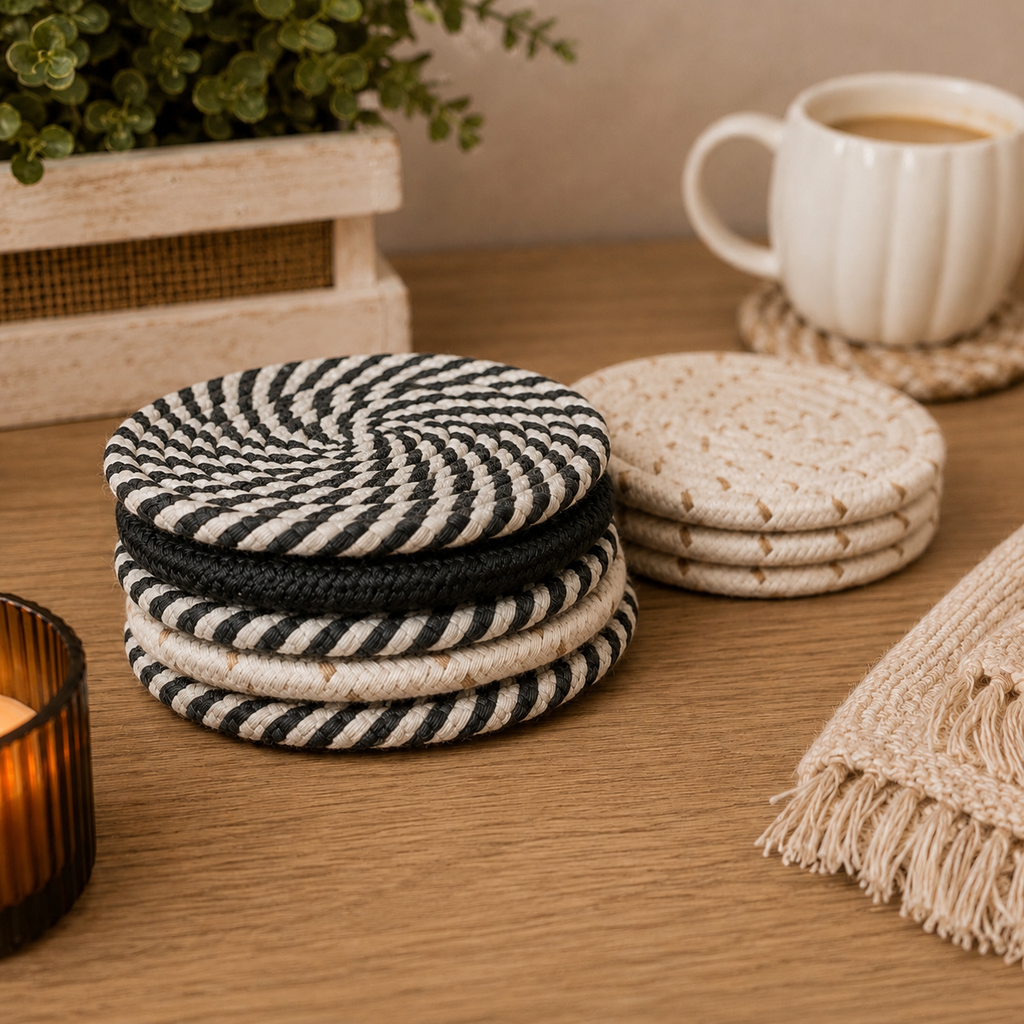 Braided Fall Fabric Coasters — Choice of Set