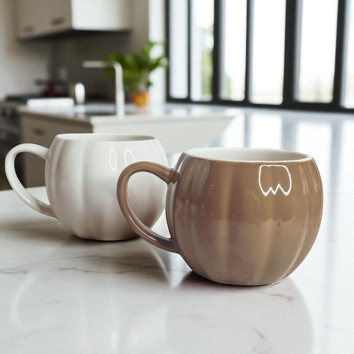 Pumpkin-Shaped Ceramic Mug — 16.8 oz