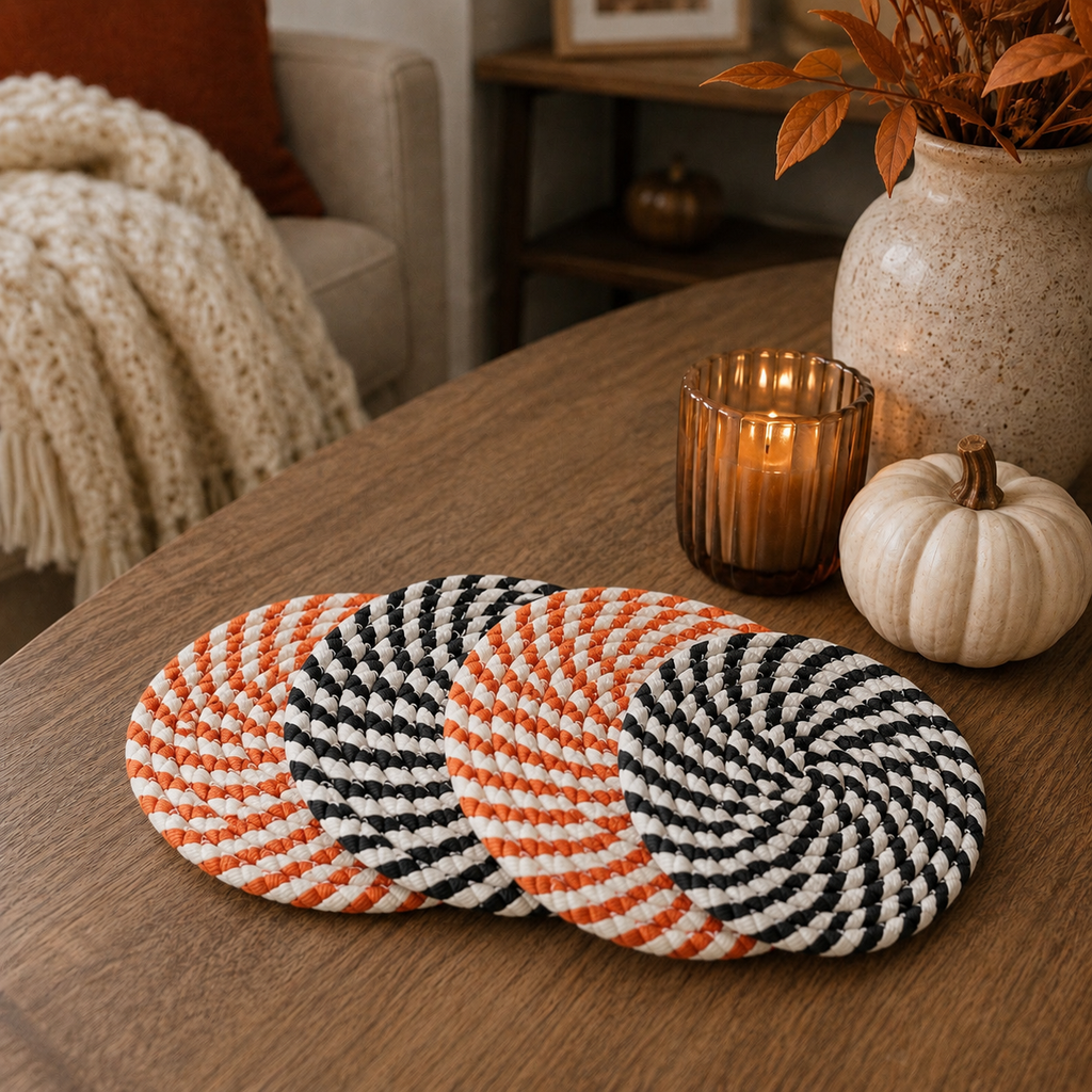 Braided Fall Fabric Coasters — Choice of Set