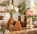 Hand-Carved Wood Bud Vases — Set of 4