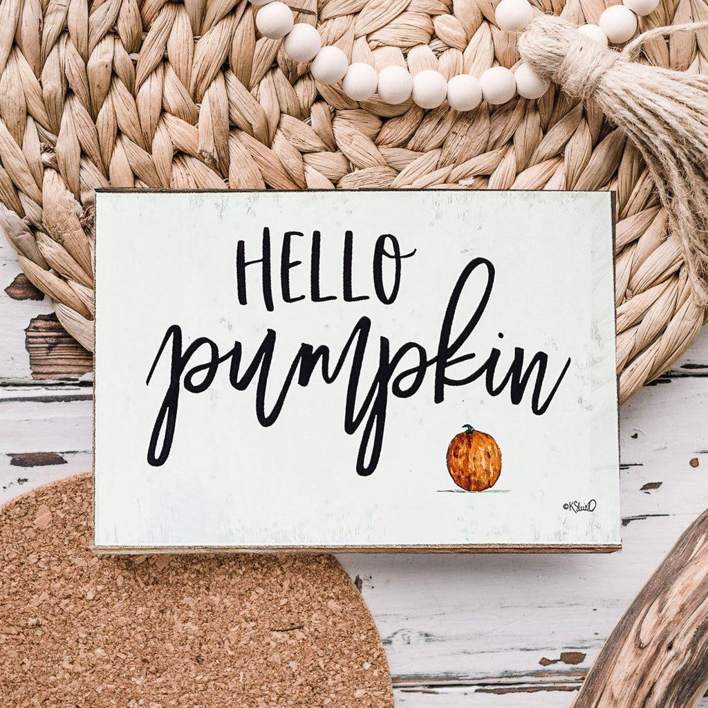 Hello Pumpkin Wooden Shelf Sign