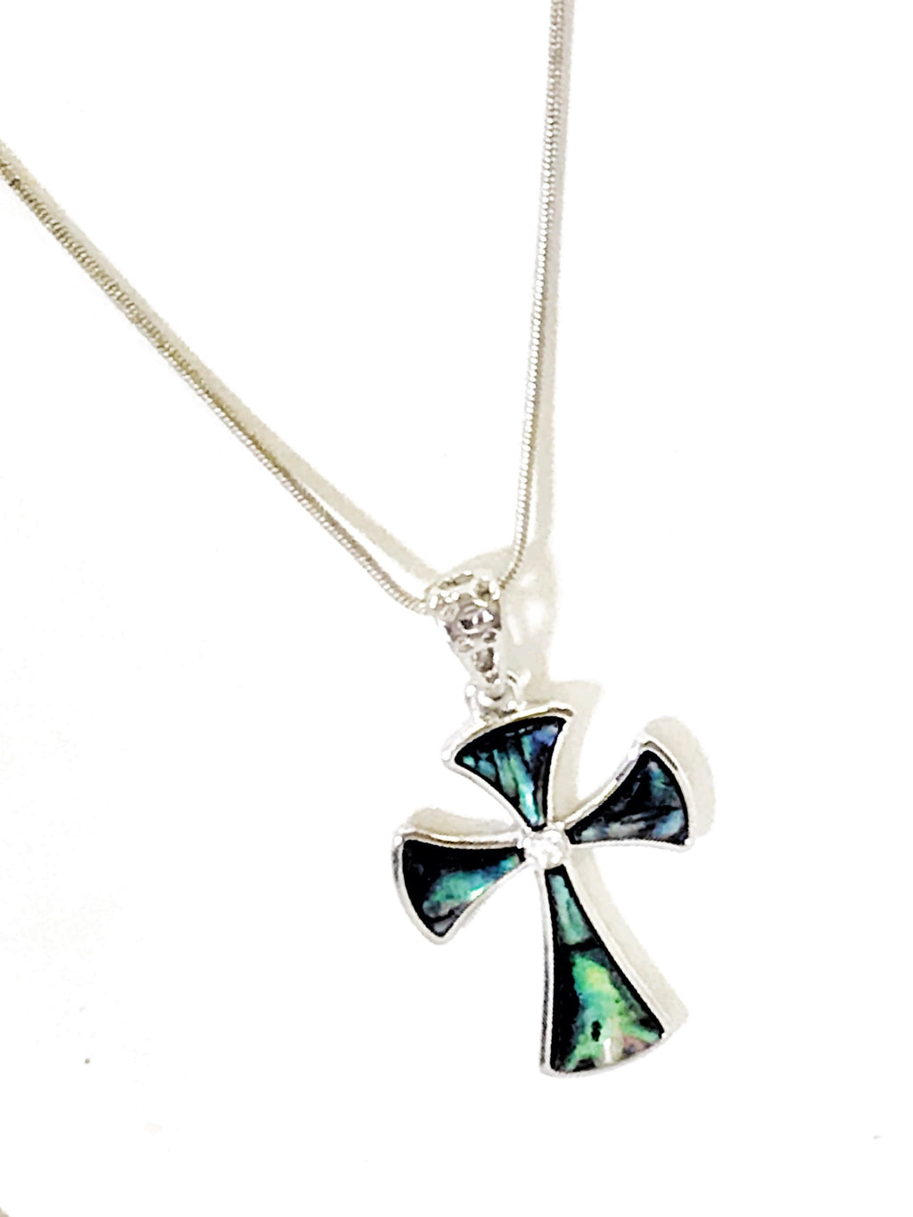 Blue & Green Cross Pendant Necklace