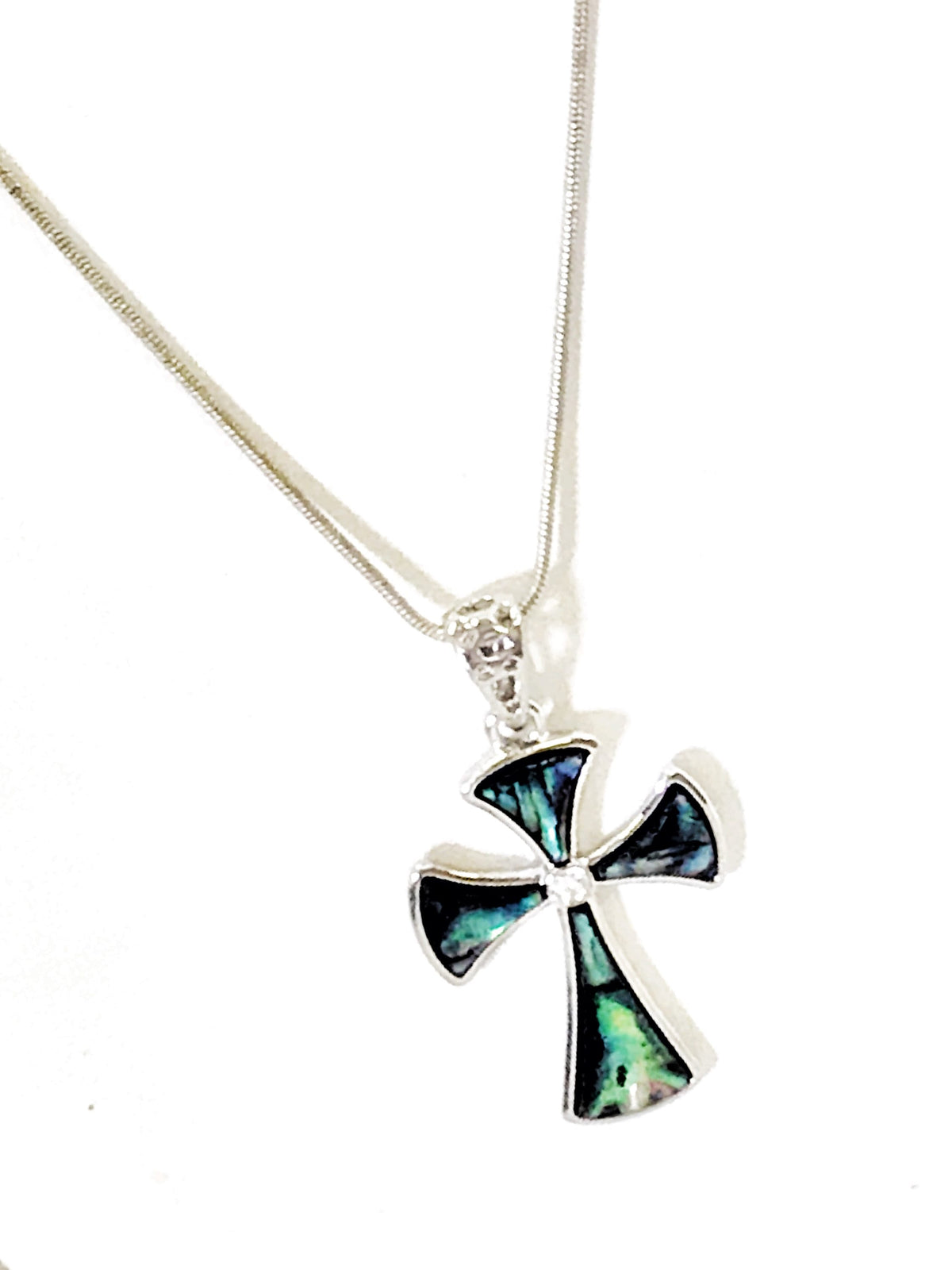 Blue & Green Cross Pendant Necklace