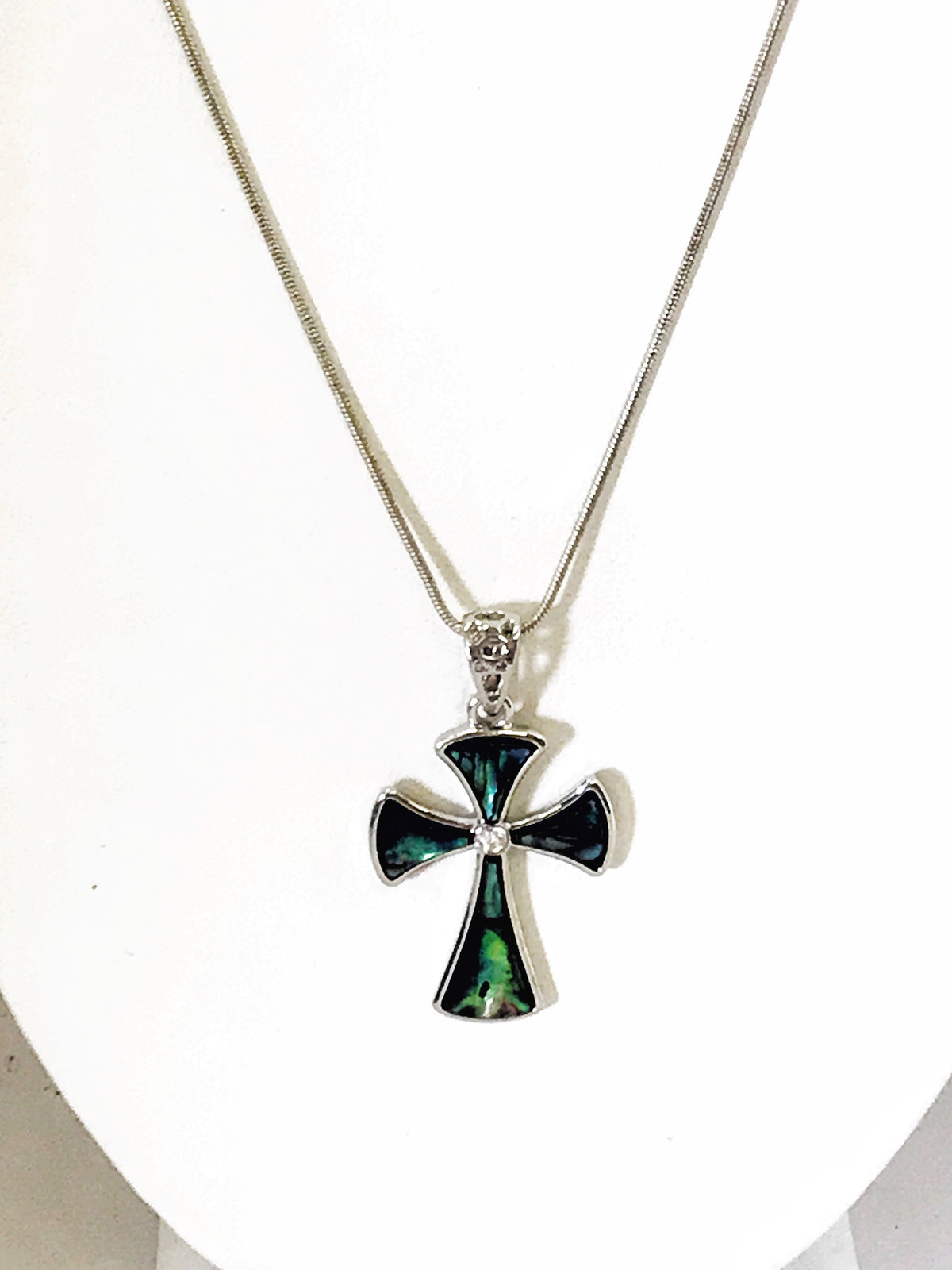 Blue & Green Cross Pendant Necklace