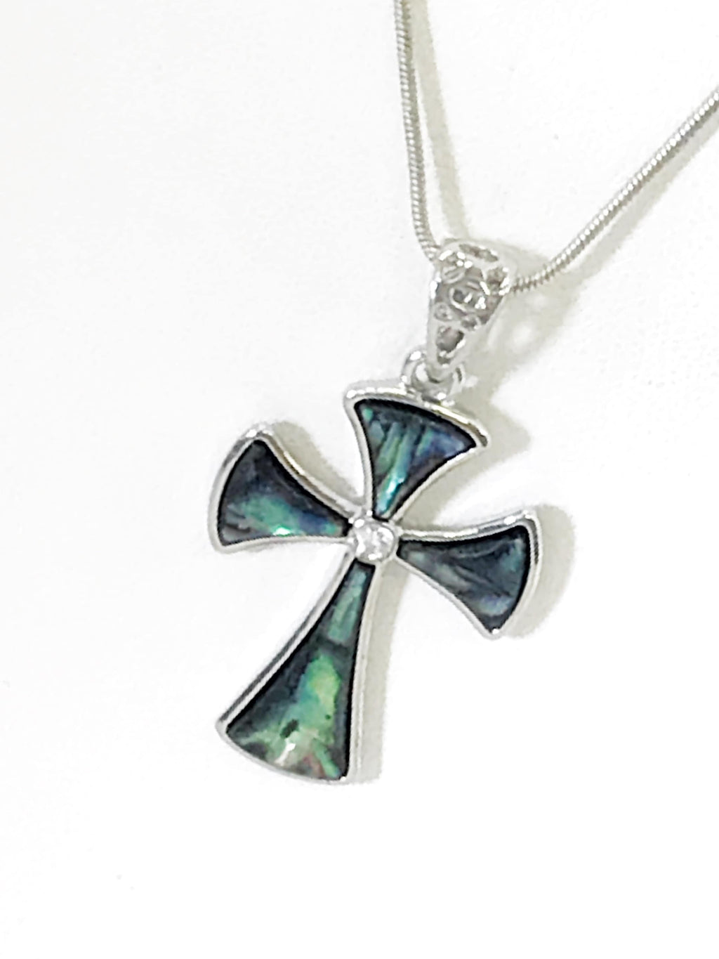 Blue & Green Cross Pendant Necklace