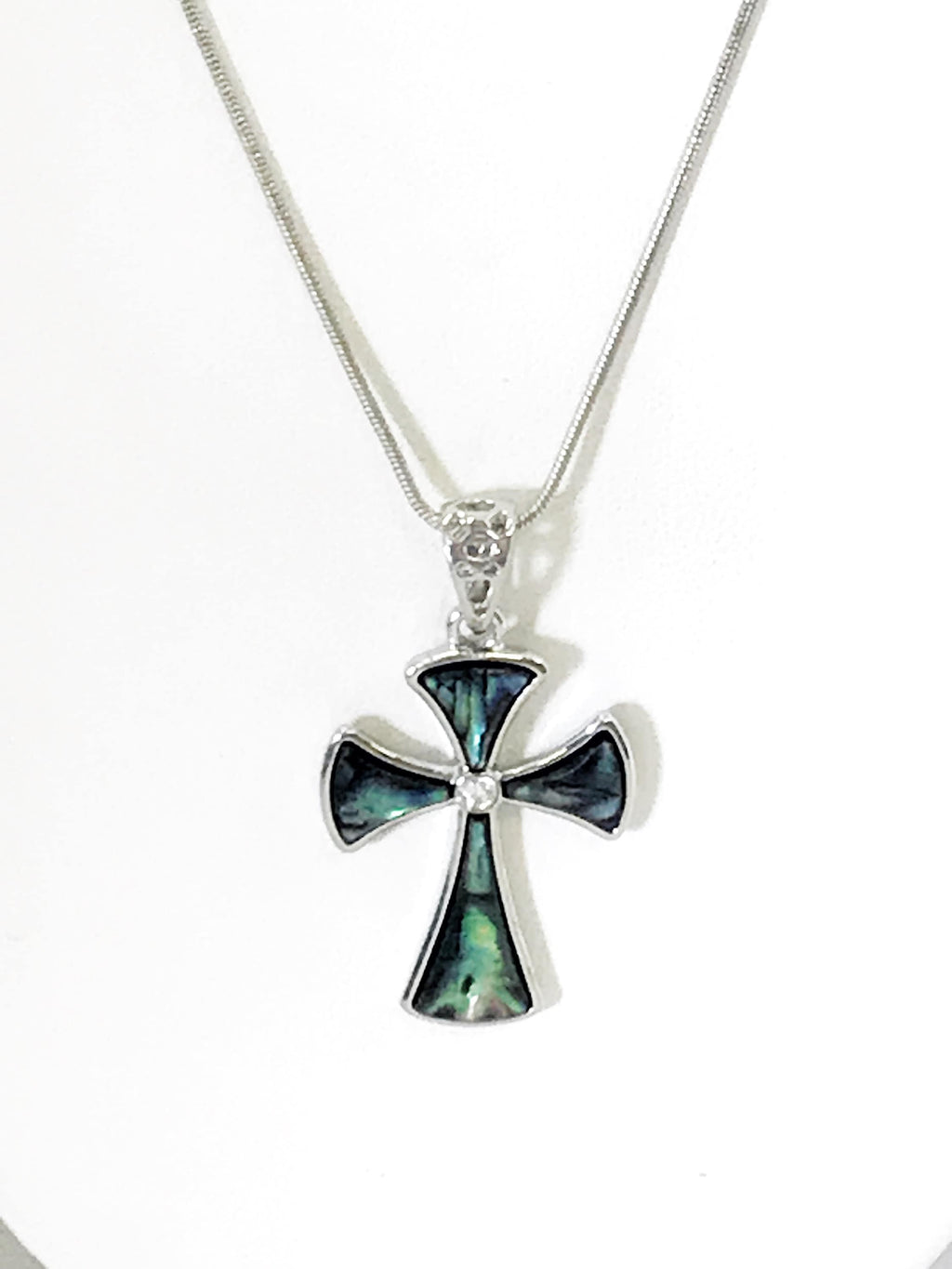 Blue & Green Cross Pendant Necklace
