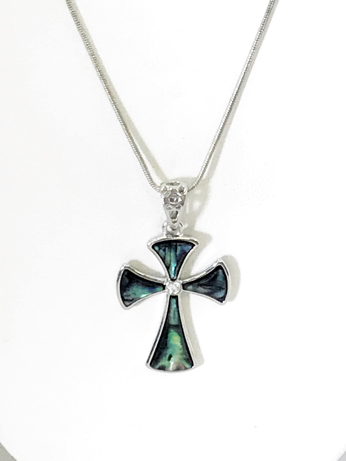 Blue & Green Cross Pendant Necklace