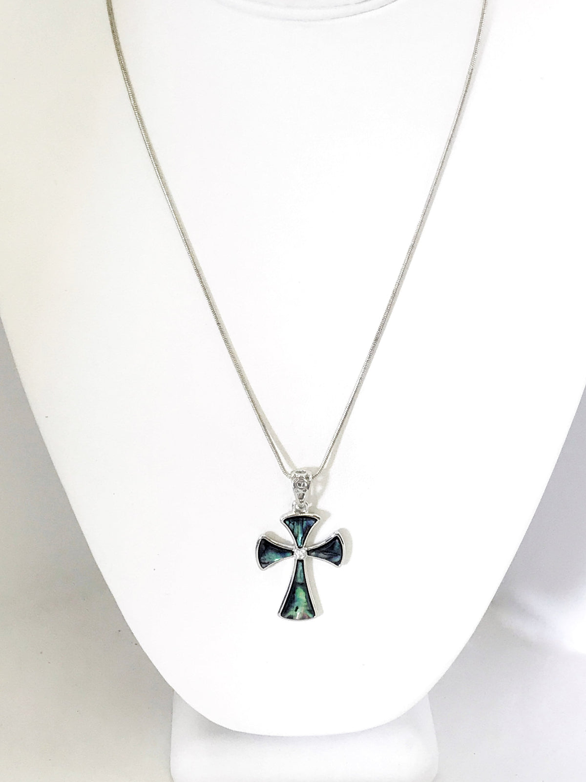 Blue & Green Cross Pendant Necklace