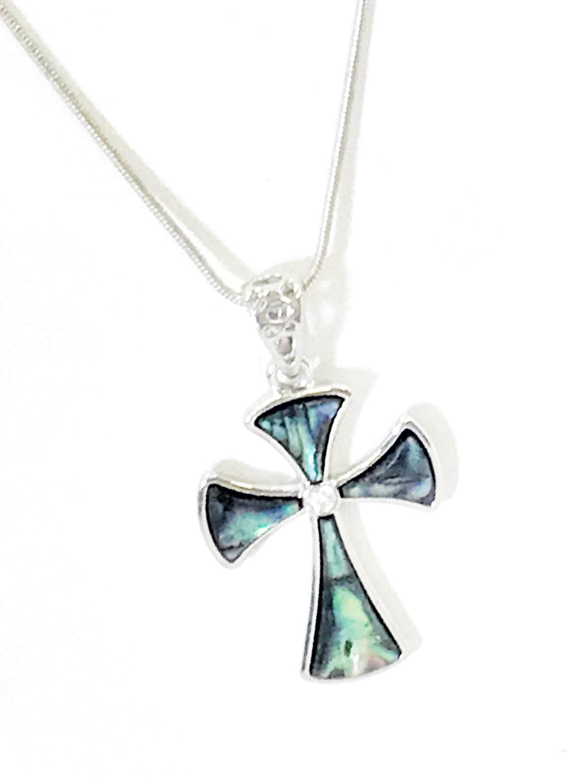 Blue & Green Cross Pendant Necklace