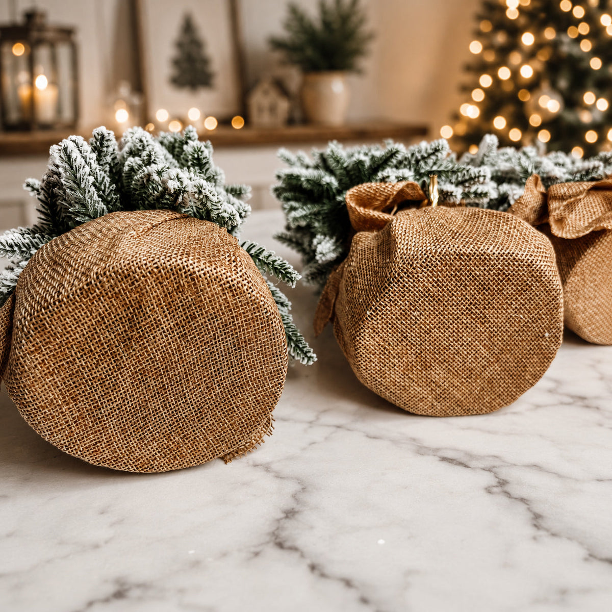 Snow-Covered Tabletop Christmas Trees