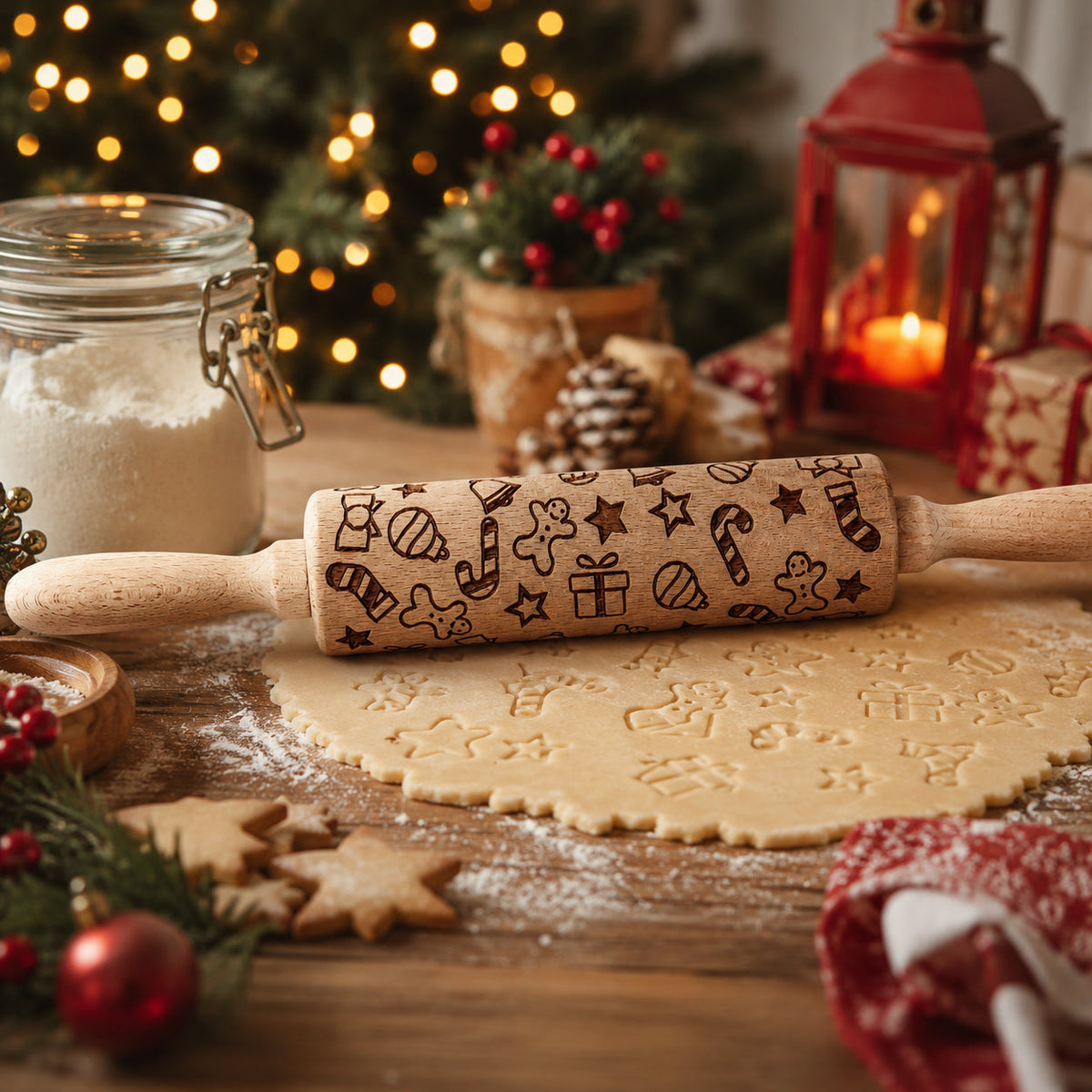 Christmas Embossed Rolling Pin — Choice of Design