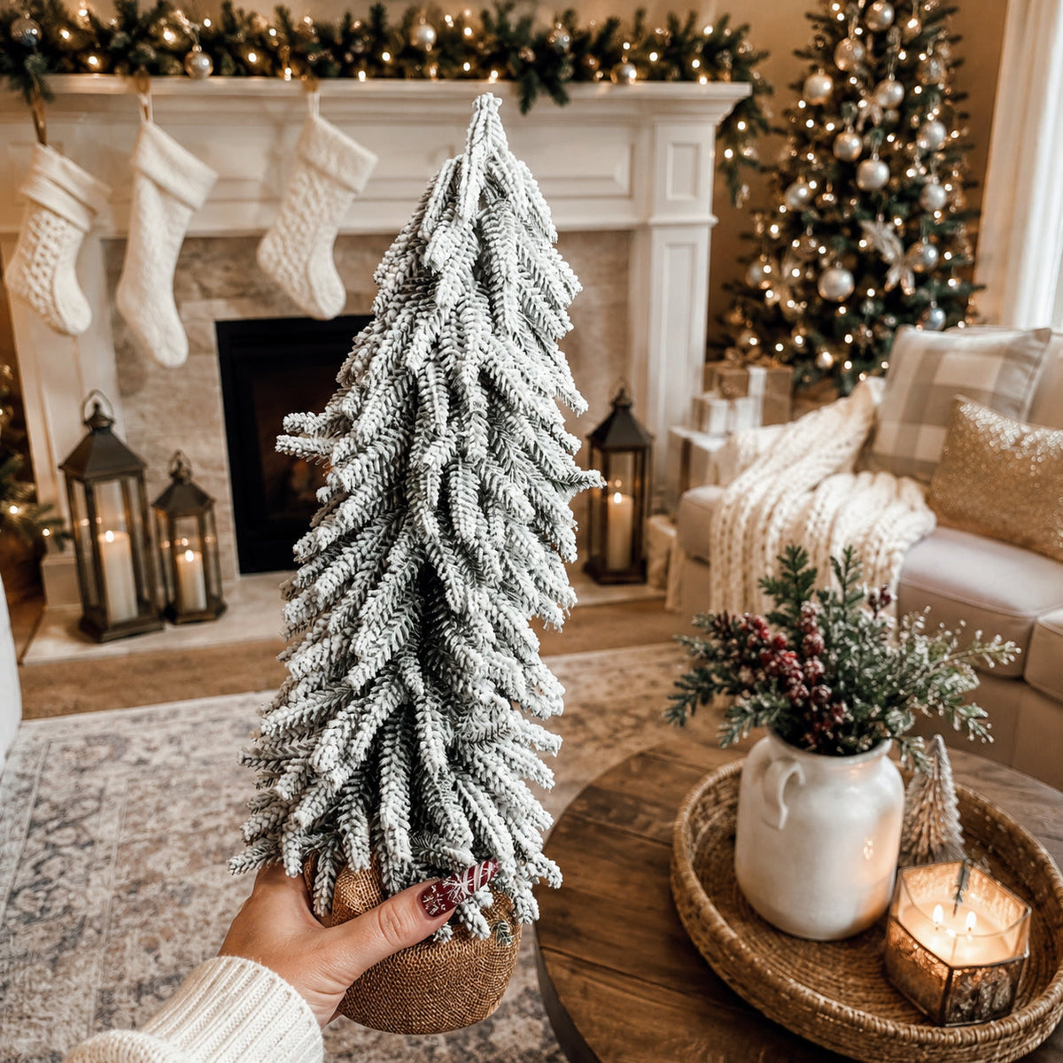 Snow-Covered Tabletop Christmas Trees