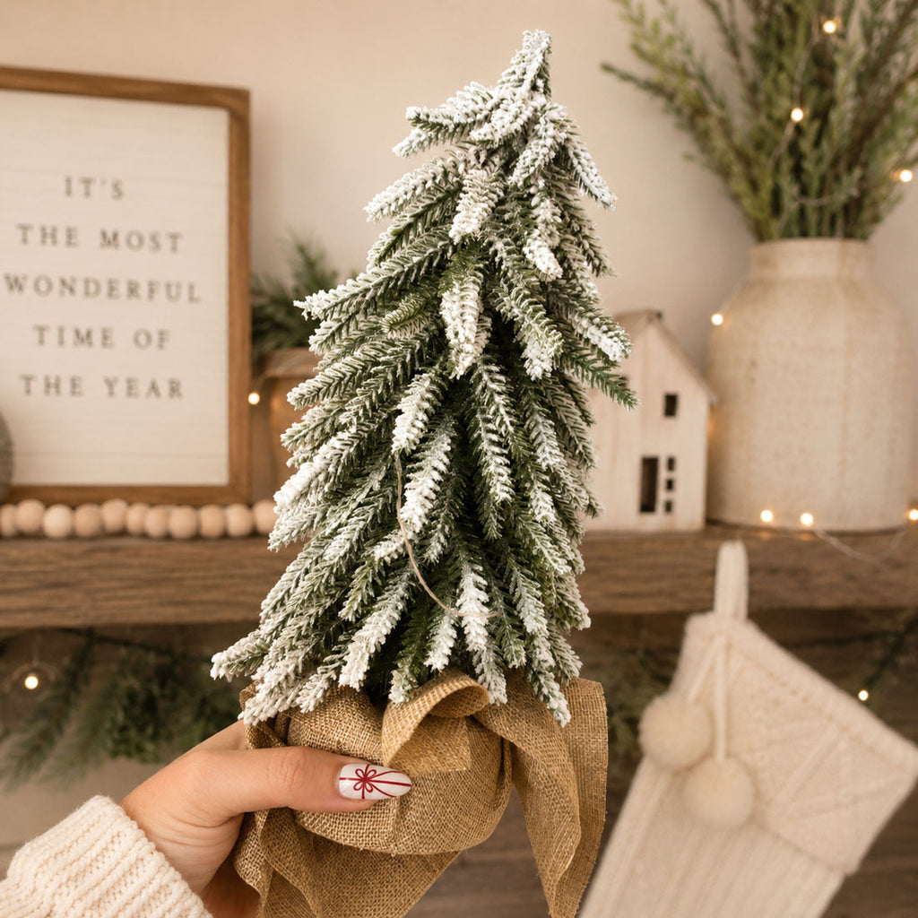 Snow-Covered Tabletop Christmas Trees