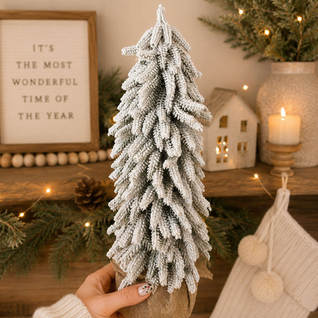 Snow-Covered Tabletop Christmas Trees
