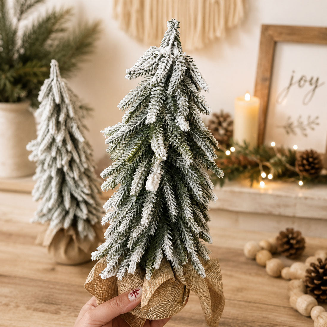 Snow-Covered Tabletop Christmas Trees