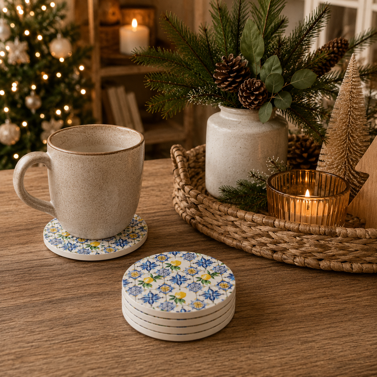 Mediterranean Lemon Ceramic Coasters