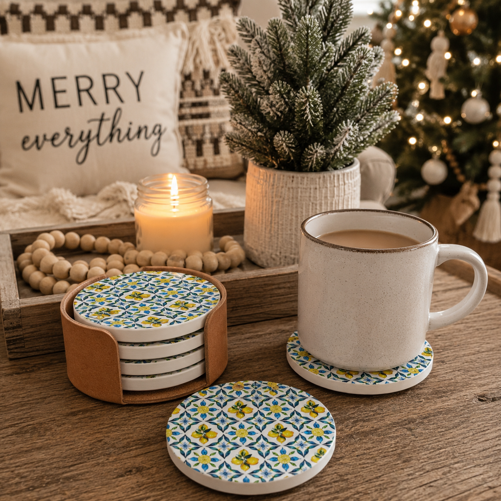 Mediterranean Lemon Ceramic Coasters
