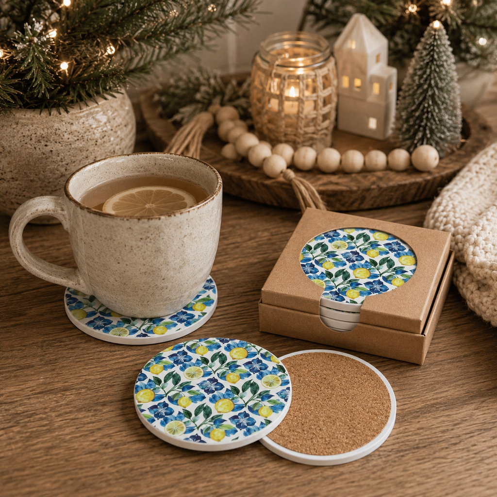 Mediterranean Lemon Ceramic Coasters