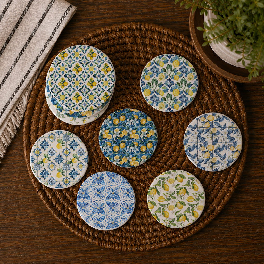Mediterranean Lemon Ceramic Coasters