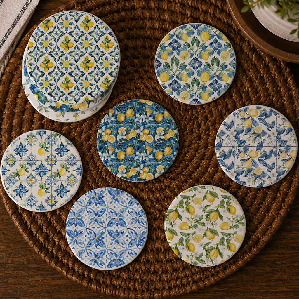 Mediterranean Lemon Ceramic Coasters
