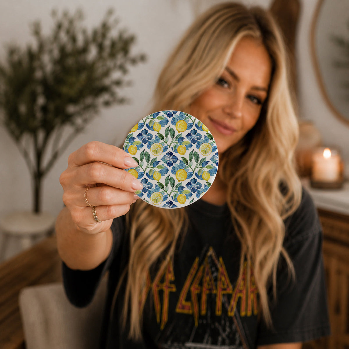 Mediterranean Lemon Ceramic Coasters