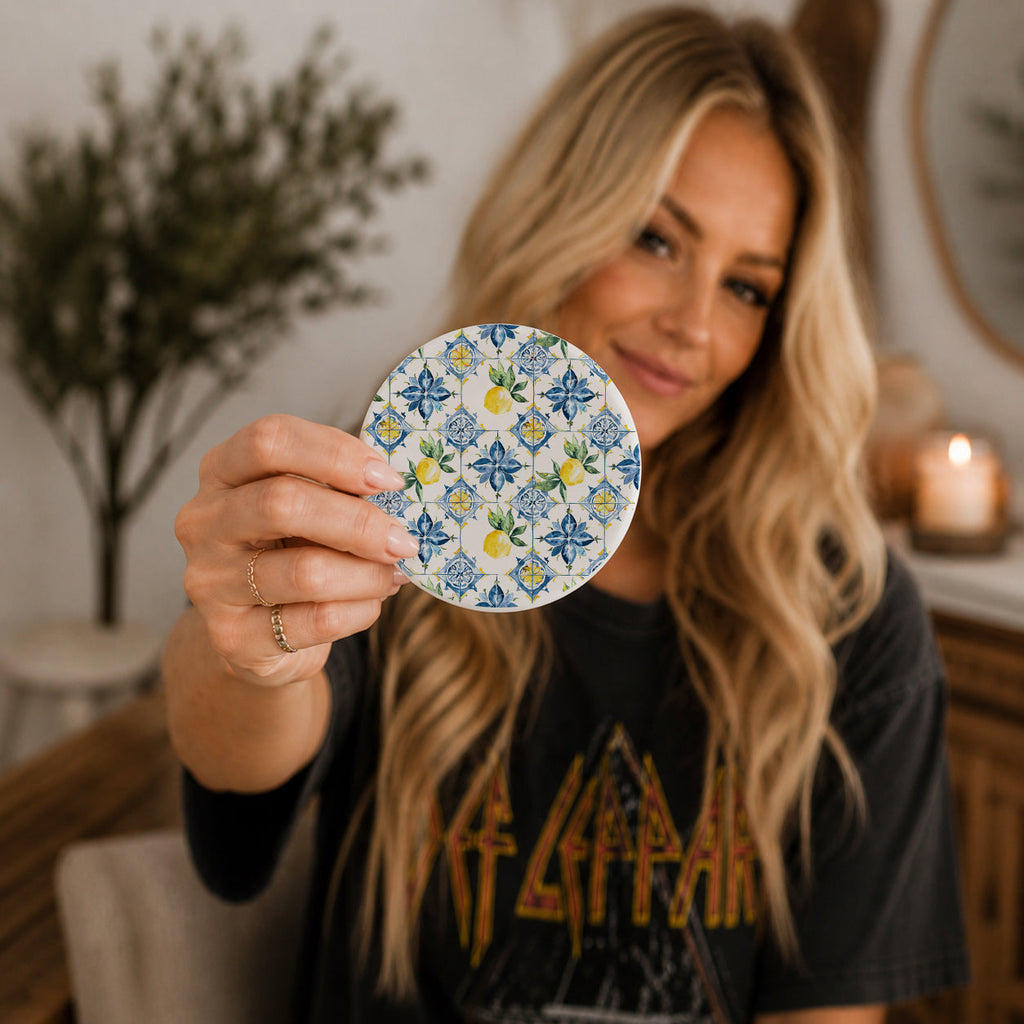 Mediterranean Lemon Ceramic Coasters