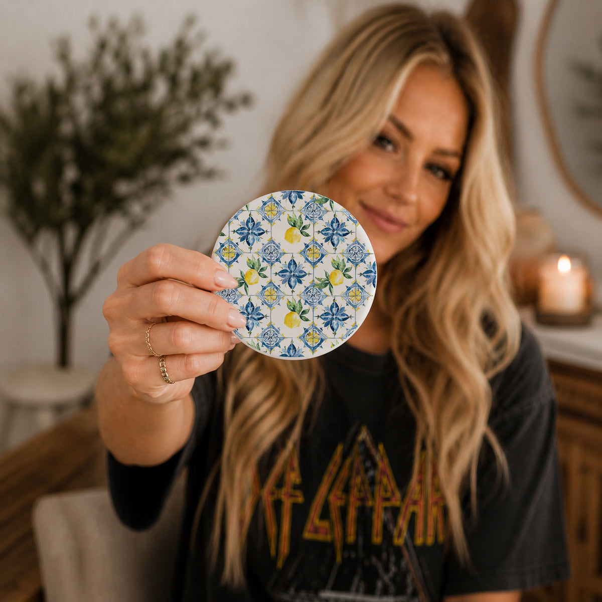 Mediterranean Lemon Ceramic Coasters