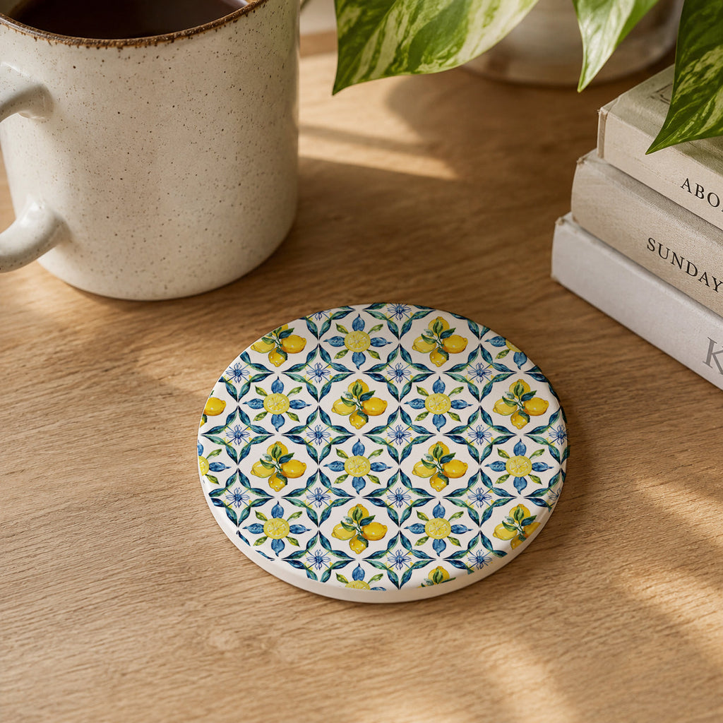Mediterranean Lemon Ceramic Coasters