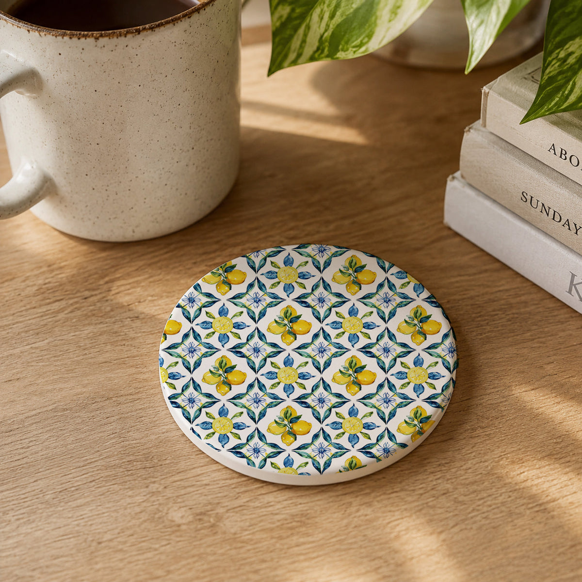 Mediterranean Lemon Ceramic Coasters